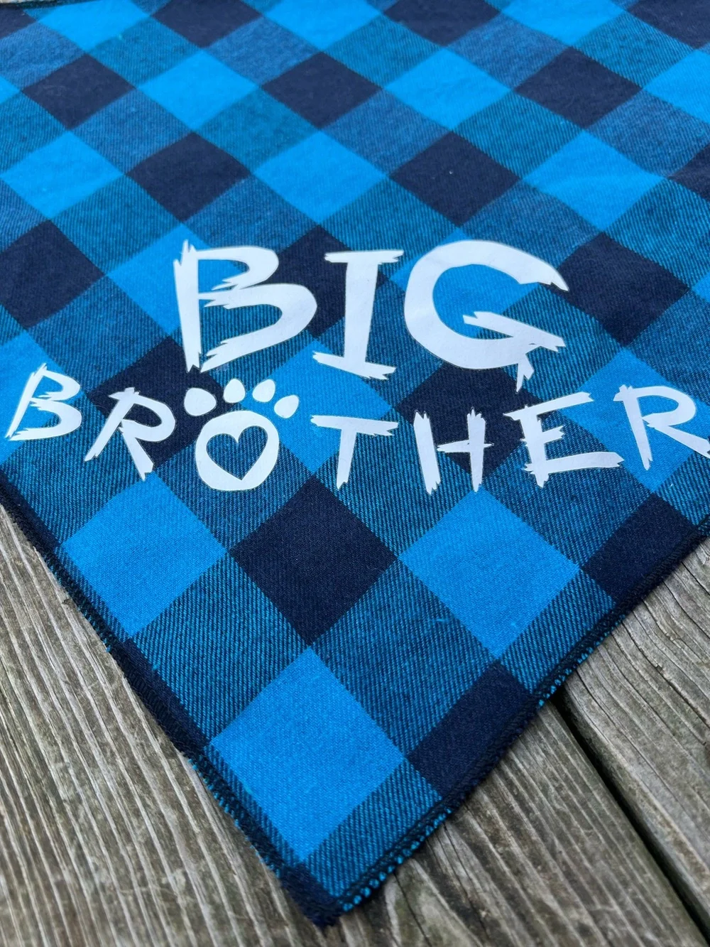 2 BIG BROTHER DOG BANDANAS BUFFALO PLAID PET PREGNANCY ANNOUNCEMENT SCARFS